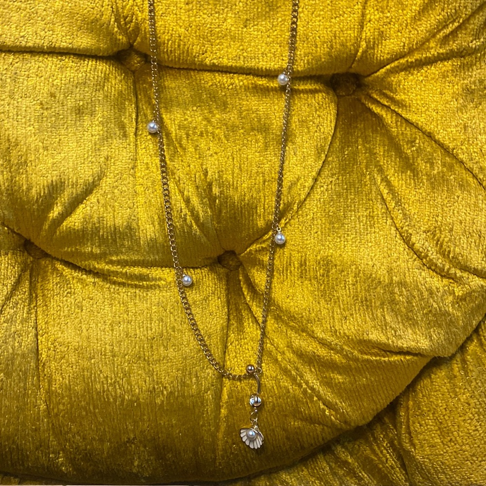 Pearl shell Decor Waist chain with Navel Belly Ring - 39” inches